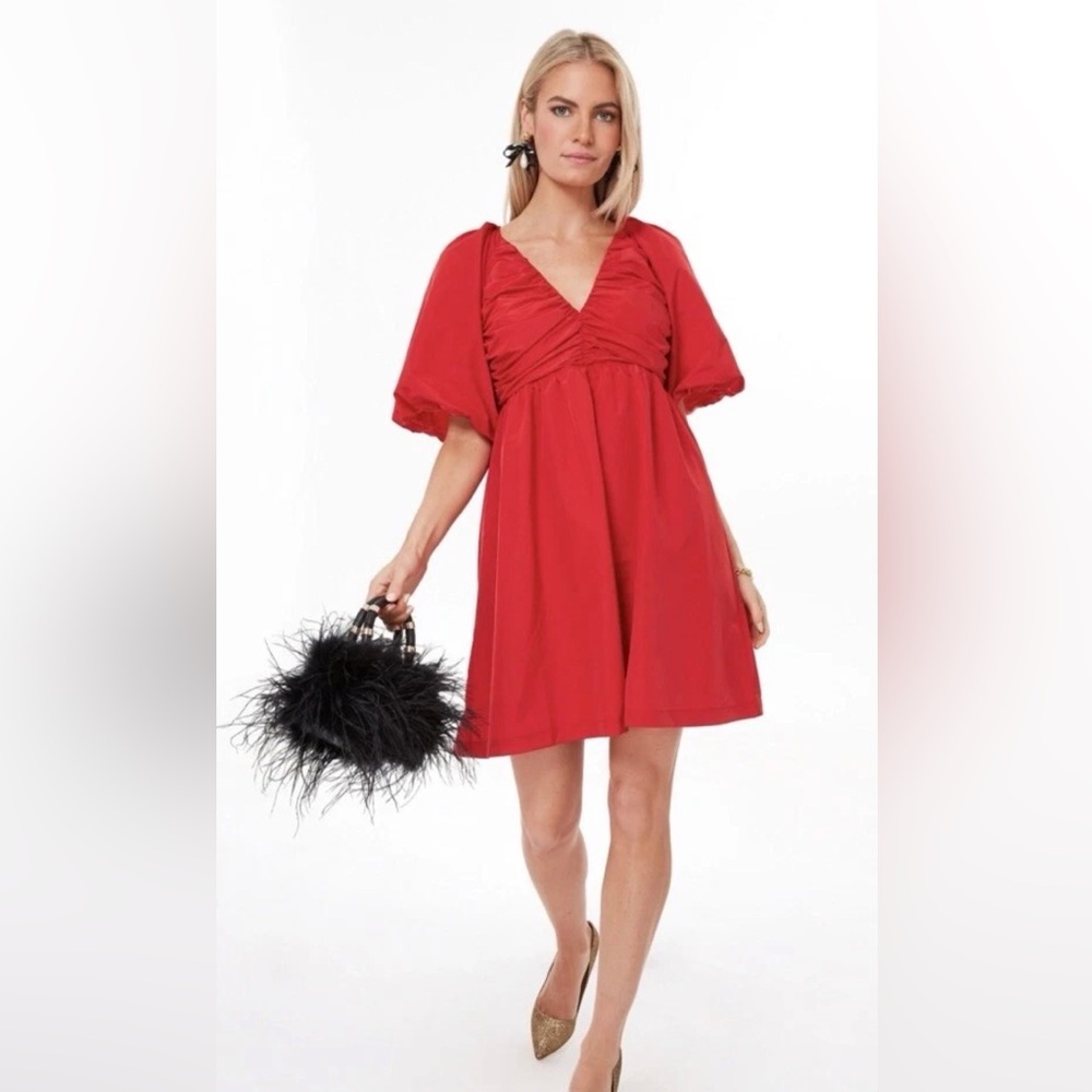 🆕 Tuckernuck Hyacinth House Courtney red mini dress with puff sleeves